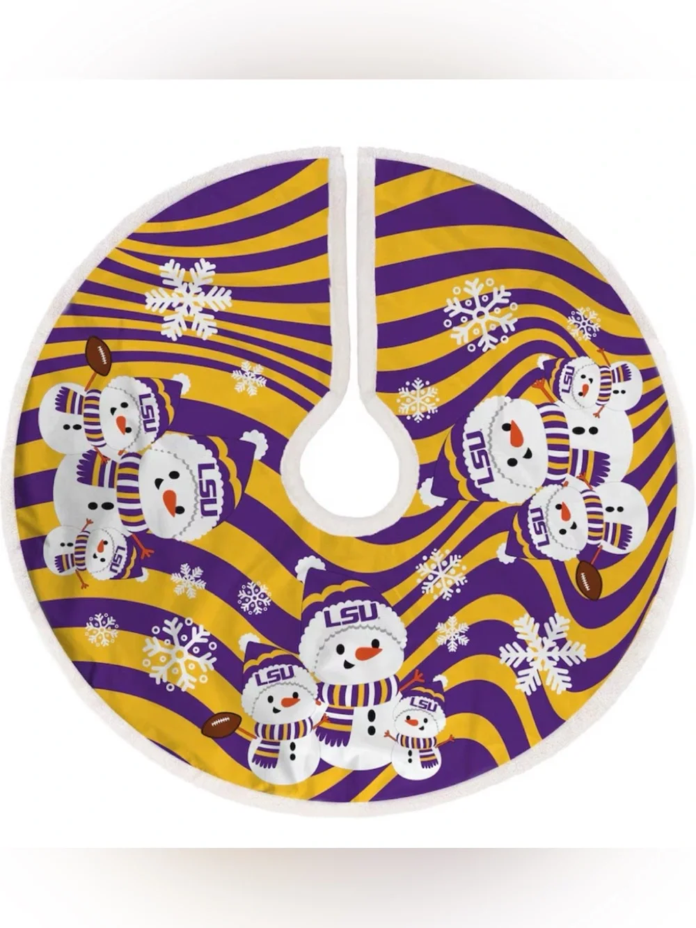 LSU Purple & Gold Snowman Tree Skirt